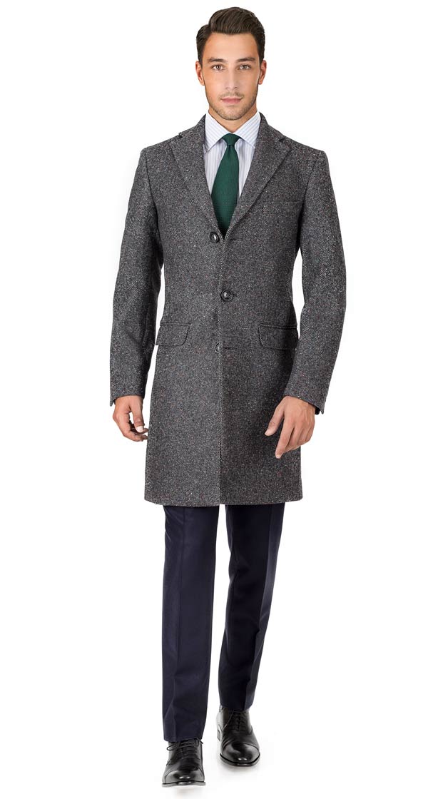 THE W. Coat in Charcoal Donegal Wool