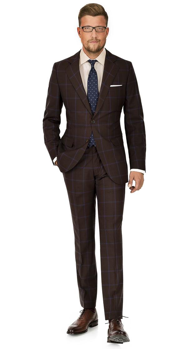 Blue Check Brown Suit