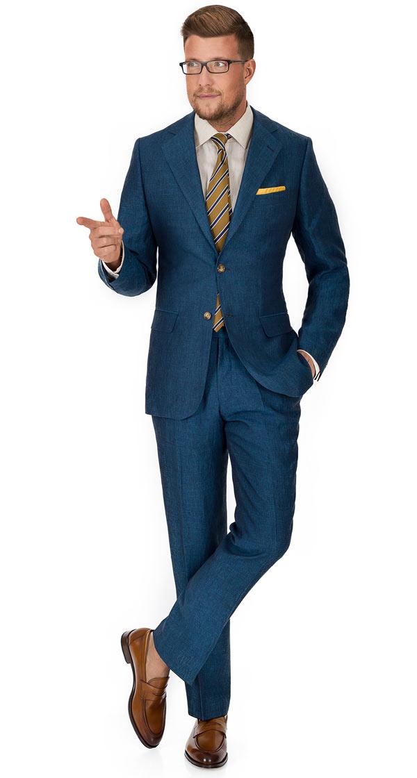 Teal Blue Linen Suit