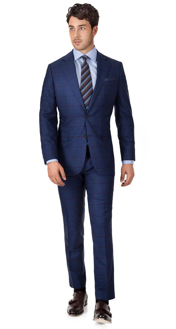 Vendetta Premium Red Check Navy Suit