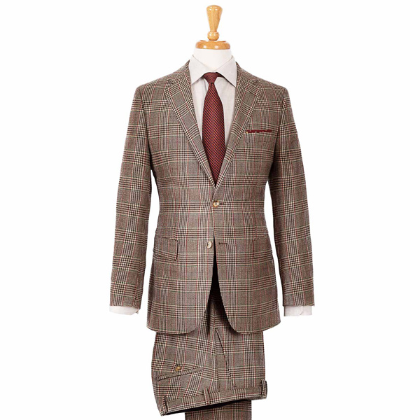Light Brown Plaid Wool & Cashmere Suit