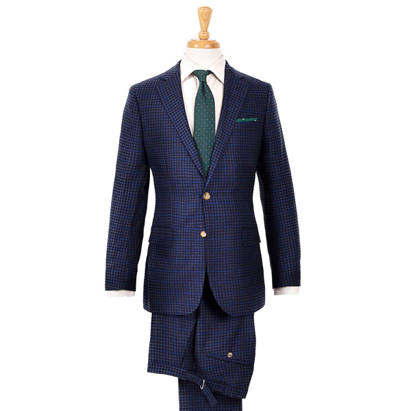 Blue Guncheck Wool & Cashmere Suit