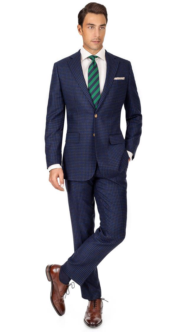 Blue Guncheck Wool & Cashmere Suit
