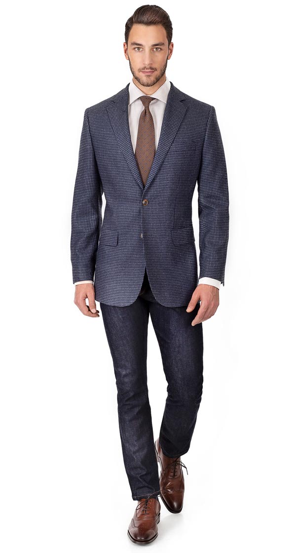 Navy & Grey Wool-Silk Sport Coat