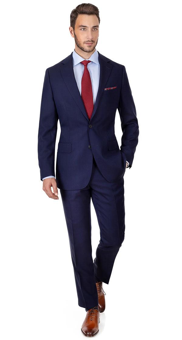 Navy Hopsack Natural Stretch Suit