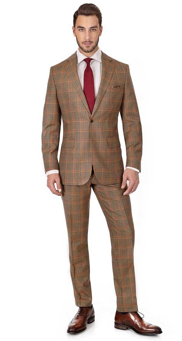Brown Check Wool & Cashmere Suit