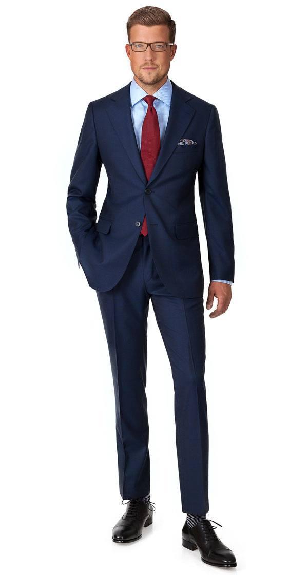 Suit in Navy Plaid Wool