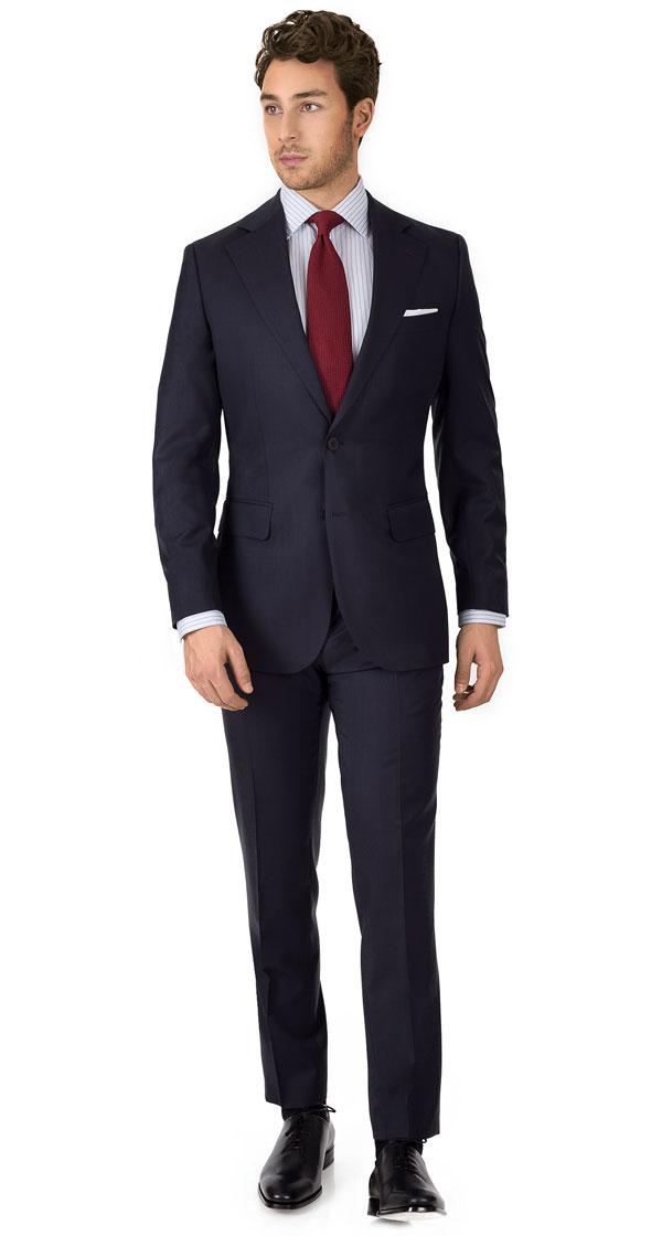 Suit in Dark Navy Sharkskin Wool