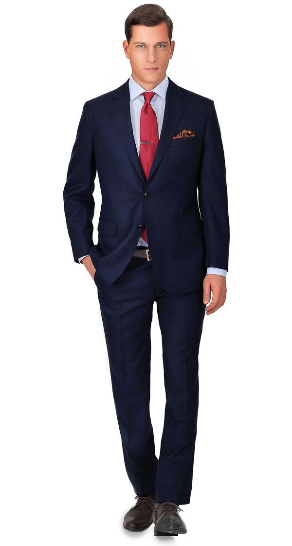 Suit in Blue Sharkskin Wool
