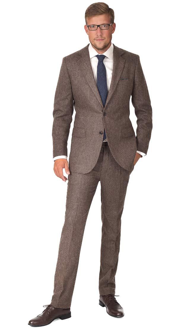 Suit in Natural Brown Tweed Wool