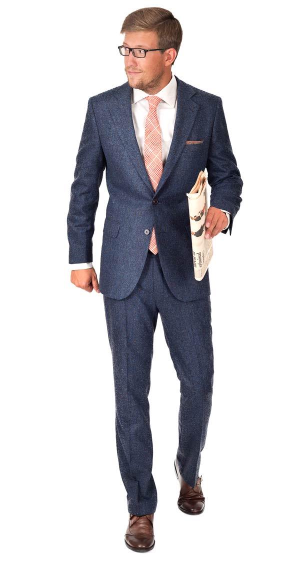 Suit in Blue Donegal Tweed Wool