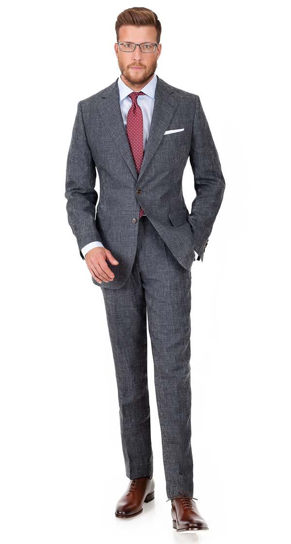 Dark Grey Melange Linen Suit