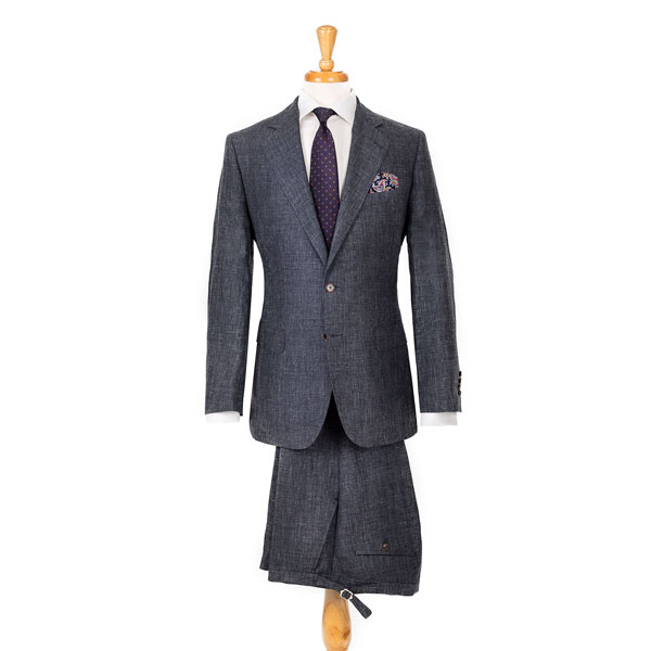 Dark Grey Melange Linen Suit
