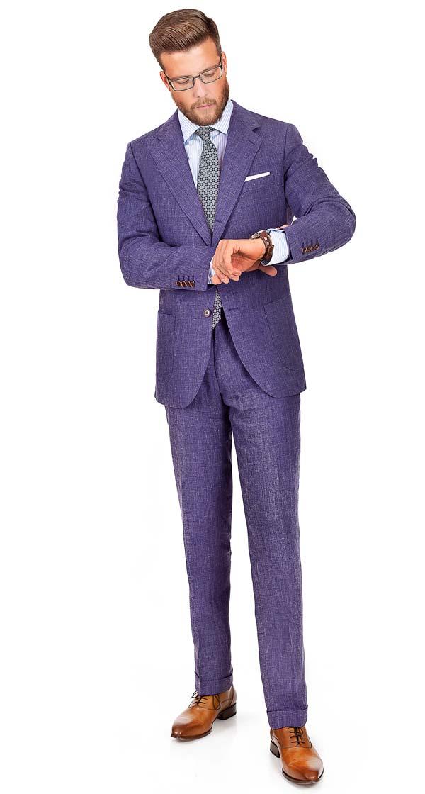 Denim Blue Linen Suit
