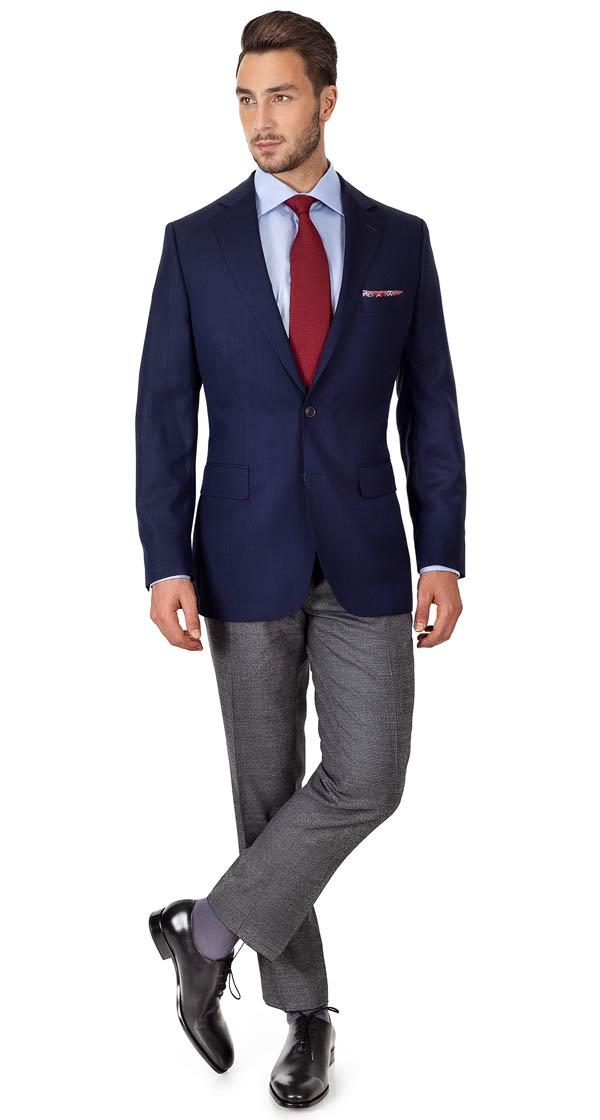 Navy Hopsack Natural Stretch Blazer
