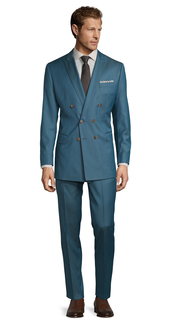 Teal Blue Wool & Silk Suit