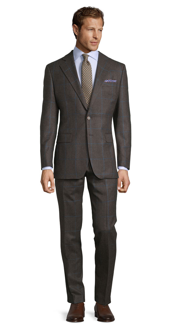 Brown Plaid With Blue Overcheck Suit