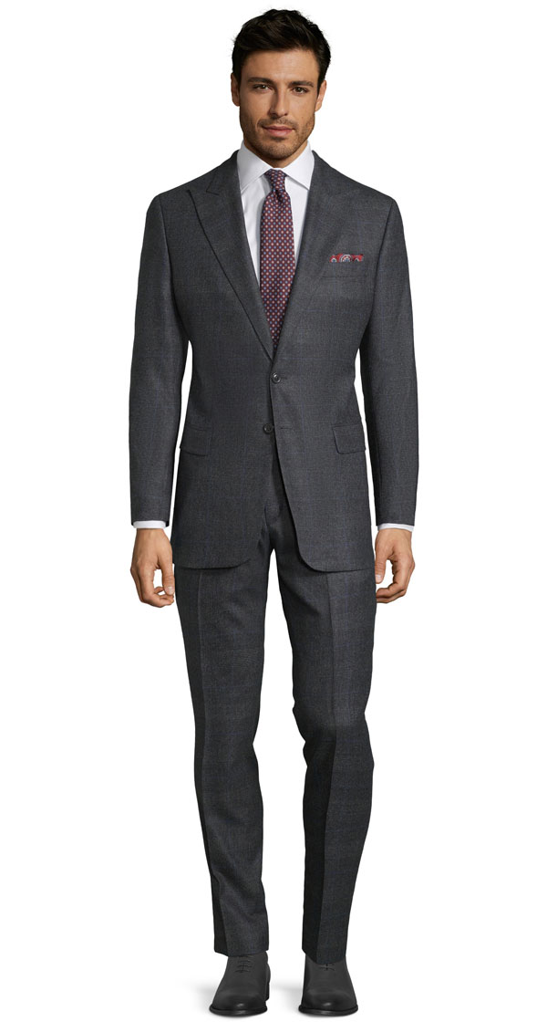 Charcoal Plaid With Navy Overcheck Suit