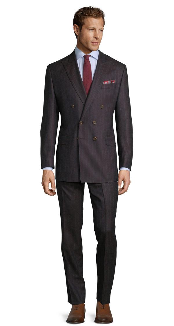 Blue Stripe Brown Suit