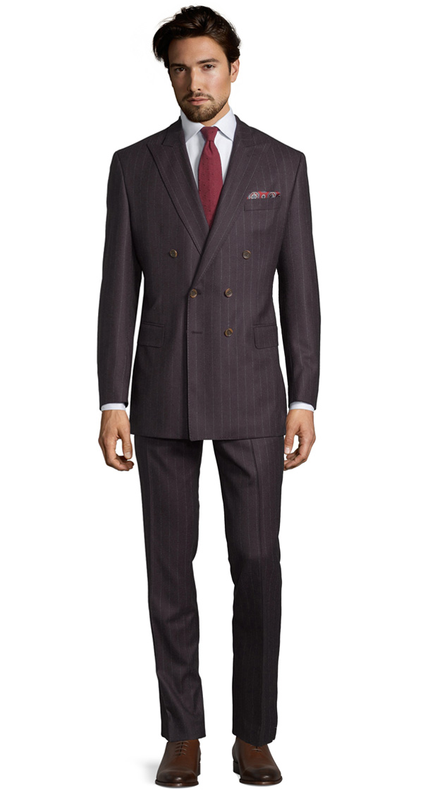 Blue Stripe Brown Suit