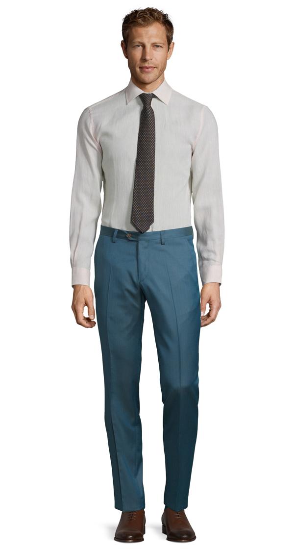 Teal Blue Wool & Silk Dress Pants