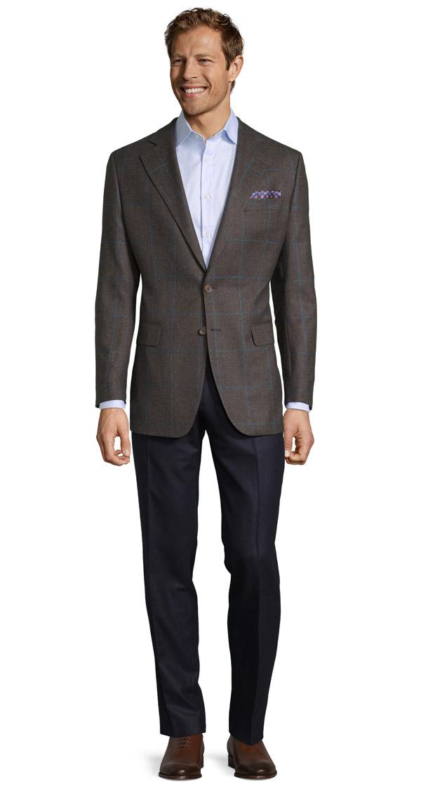 Brown Plaid With Blue Overcheck Blazer
