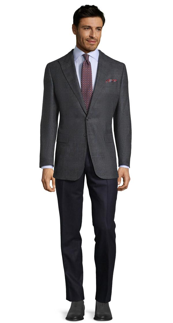 Charcoal Plaid With Navy Overcheck Blazer