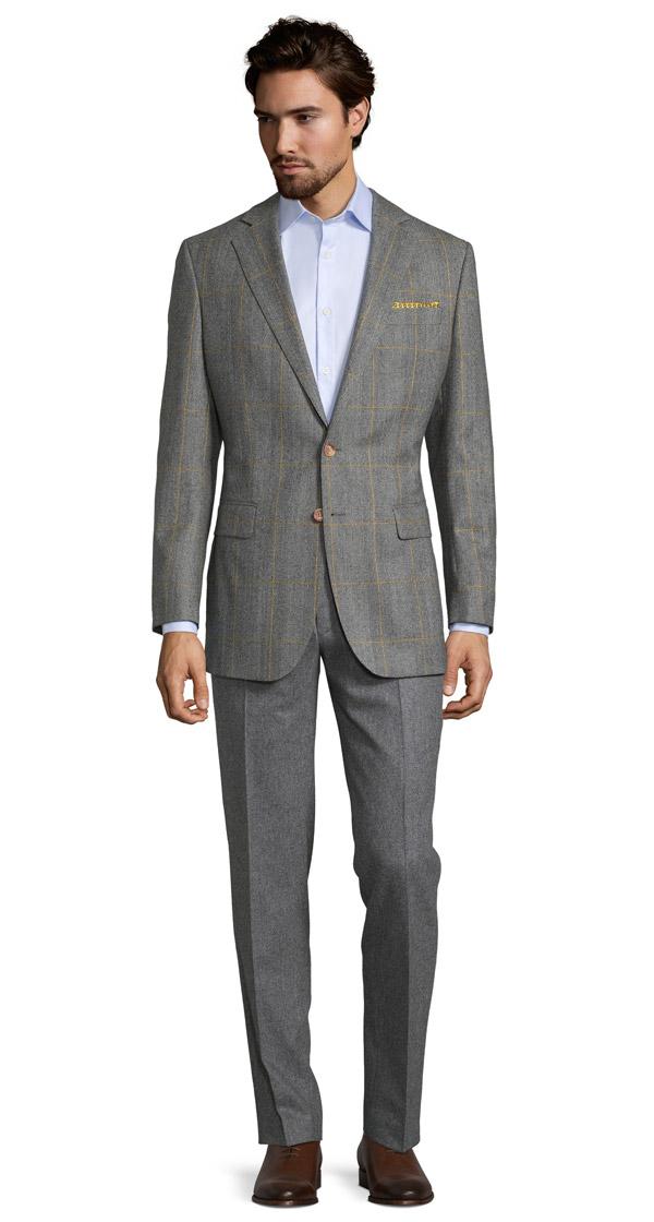 Grey Plaid With Yellow Overcheck Blazer