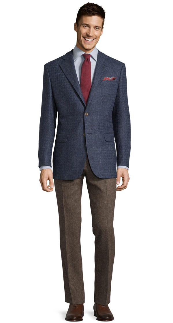 Navy Fine Check Tweed Blazer