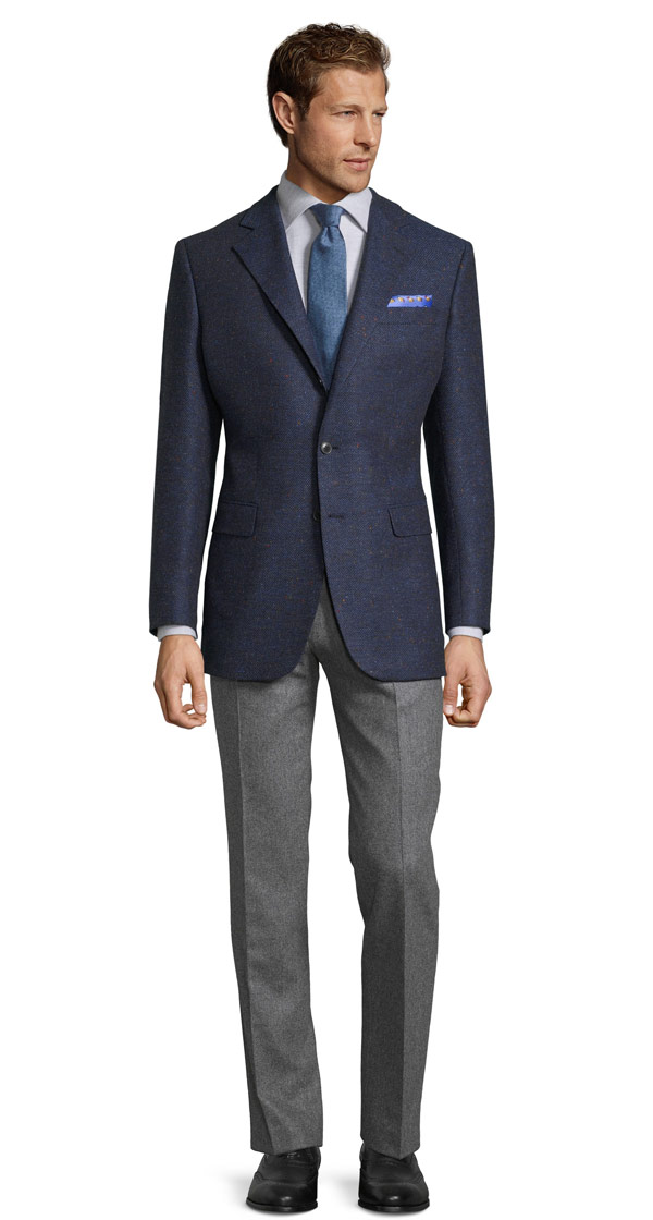 Navy Donegal Herringbone Tweed Blazer