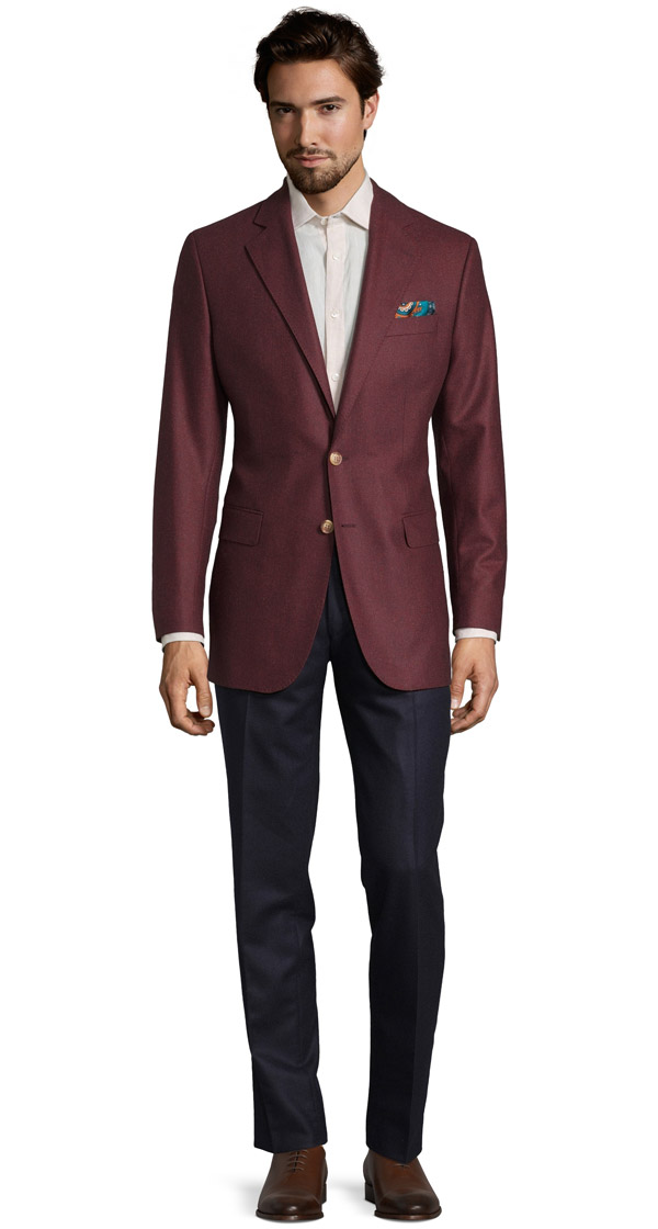 Burgundy Wool Flannel Blazer