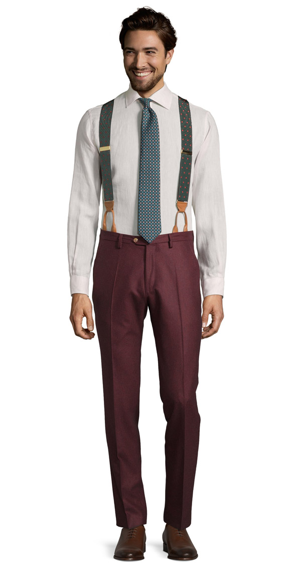 Burgundy Wool Flannel Pants
