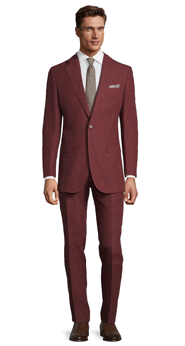 Intense Ruby Red Linen Suit