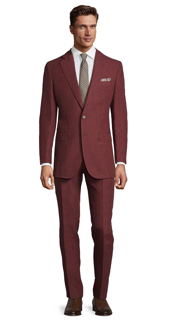 Intense Ruby Red Linen Suit