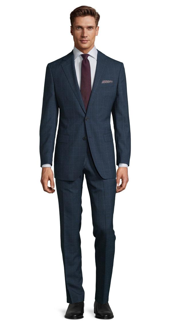 Tropical Rustic Royal Blue Plaid Suit