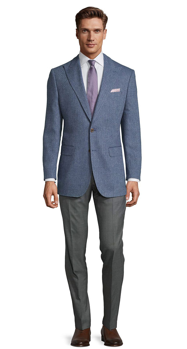 Navy Blue Melange Wool Silk & Linen Blazer