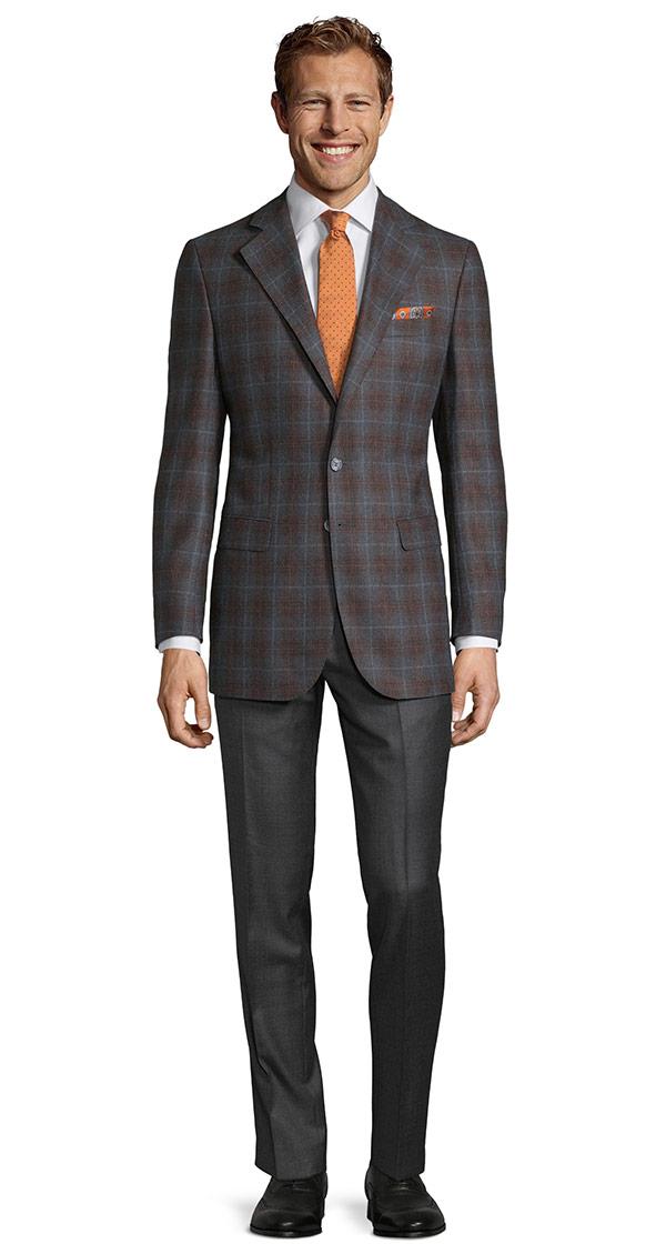 Tangerine & Blue Check Charcoal Natural Stretch Blazer