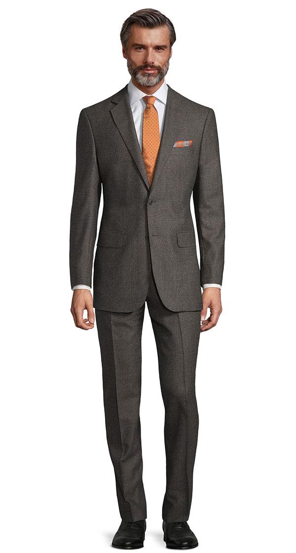 Dark Grey Brown Melange Natural Stretch Suit