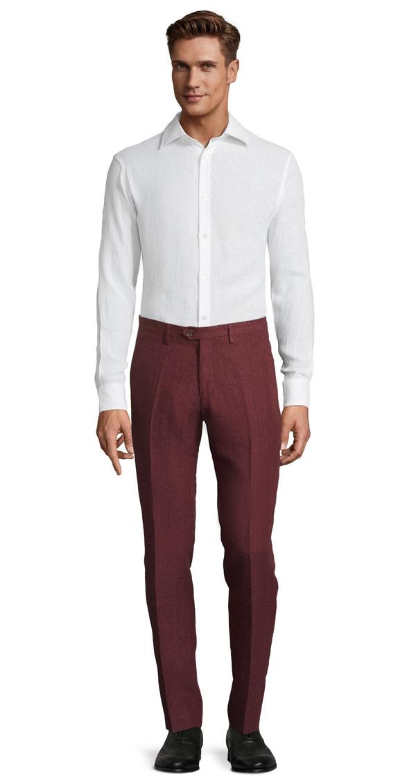 Intense Ruby Red Linen Pants