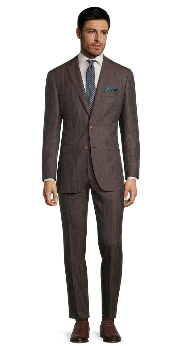 Traditionally Worsted Green Stripe Brown Suit
