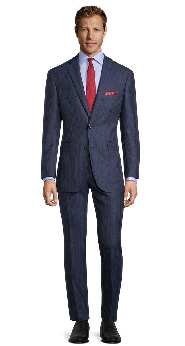 Traditionally Worsted Blue Stripe Navy Suit
