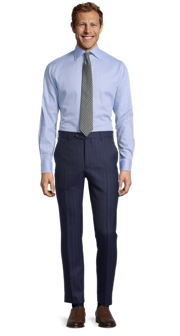 Sartorial Navy Blue Wide Stripe 160s Pants