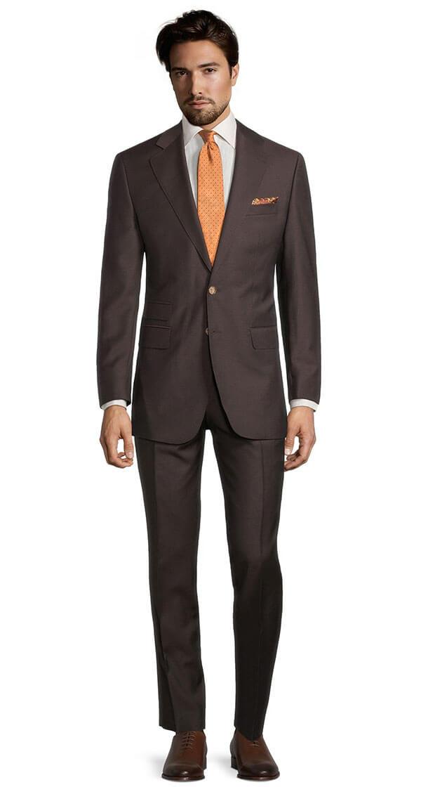 Solid Chocolate Brown Wool & Mohair Suit