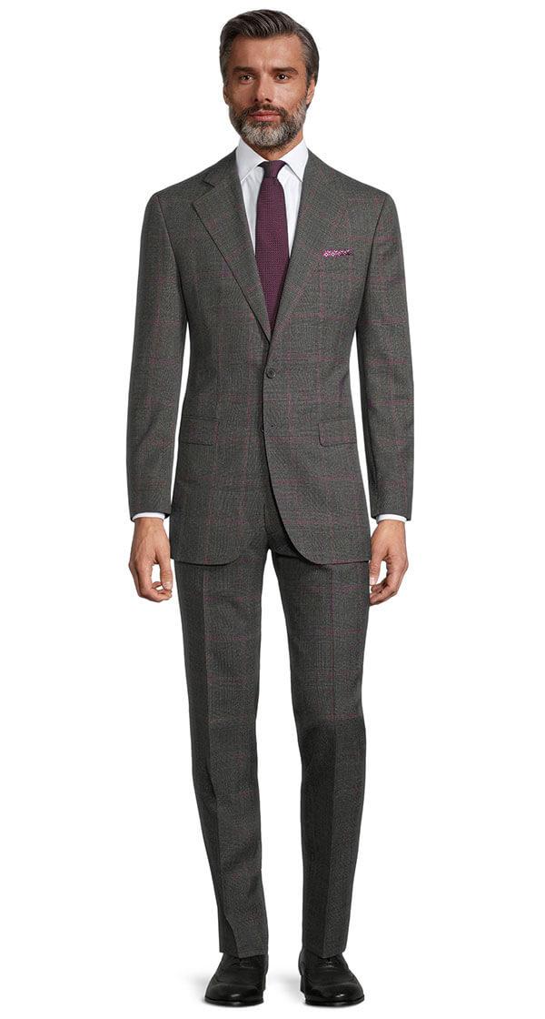 Tropical Rustic Charcoal Plaid with Purple Overcheck Suit