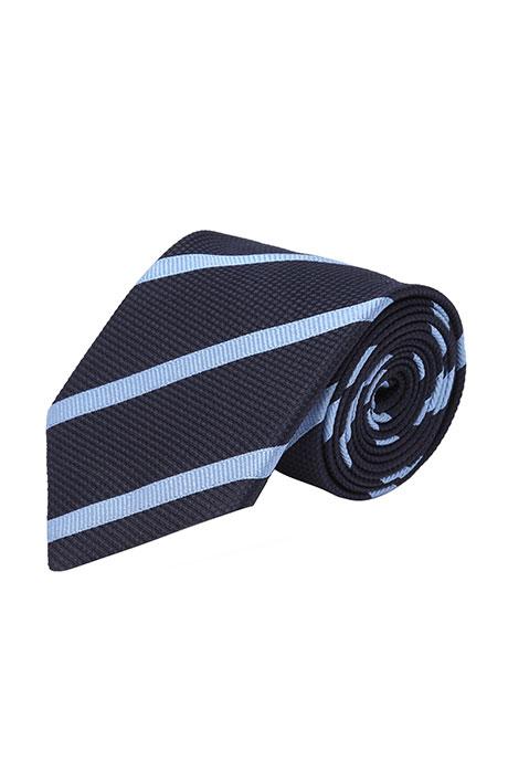 Sky Blue Striped Navy Silk Tie