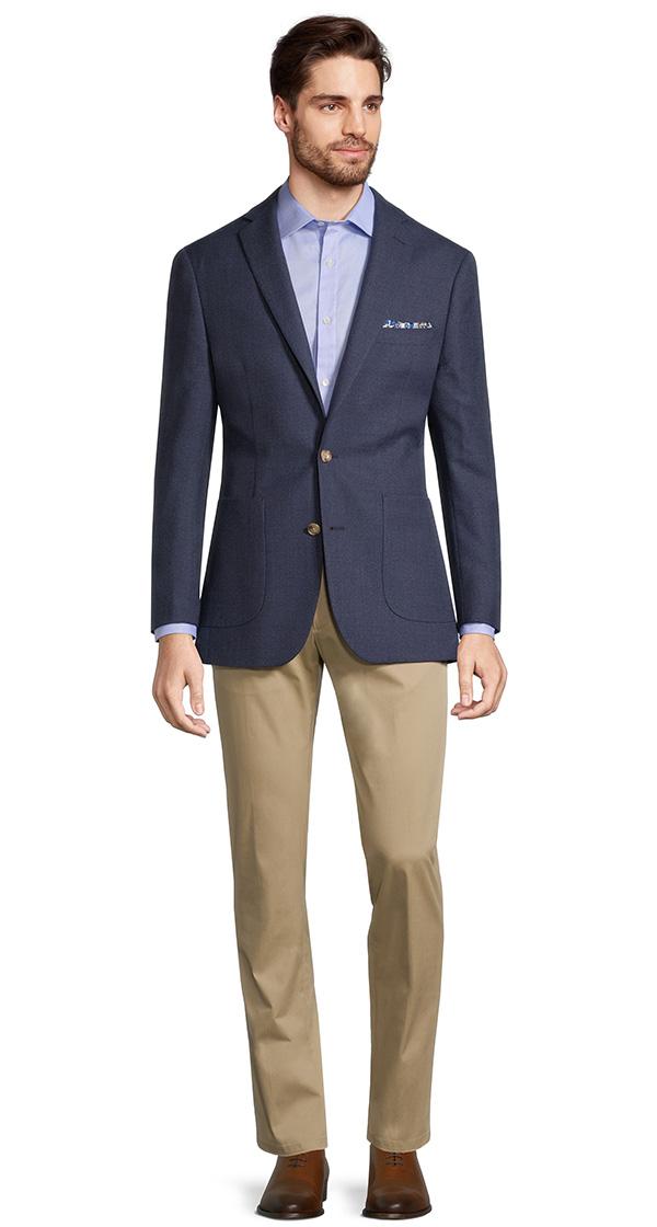 Navy Blue Hopsack Blazer