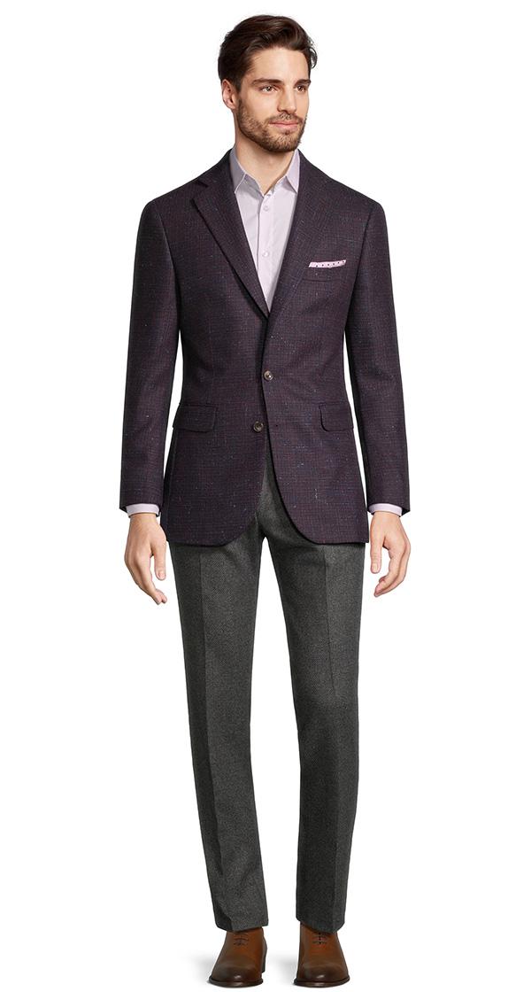 Indigo & Purple Tweed Wool & Silk Blazer