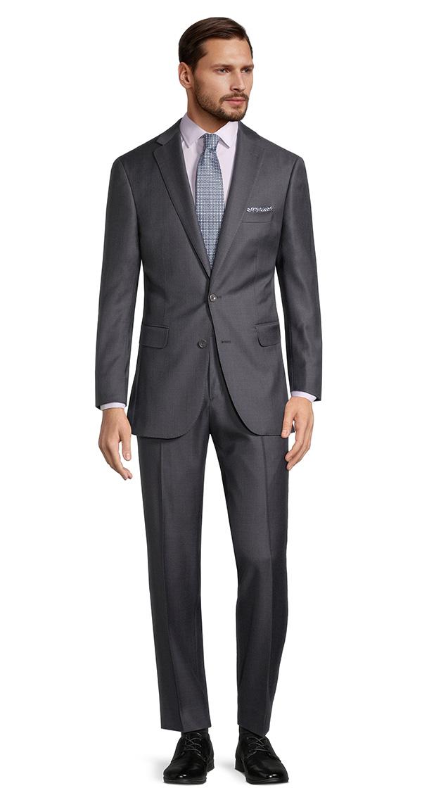 Steel Grey Wool Silk & Cashmere Sharkskin Suit