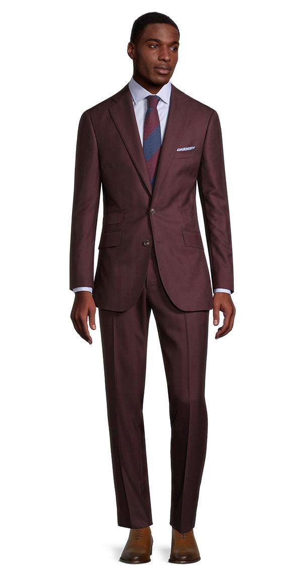 Burgundy Herringbone Suit