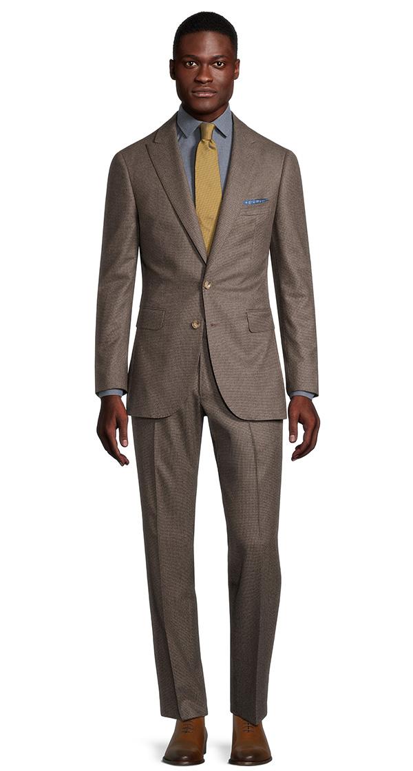 Light Brown Houndstooth Flannel Suit